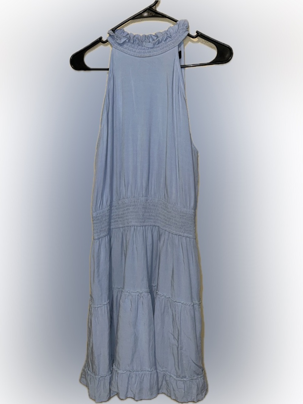 🔥5/$35🔥 Light Blue Boho Halter Tiered Sundress | Size XL - Picture 5 of 11